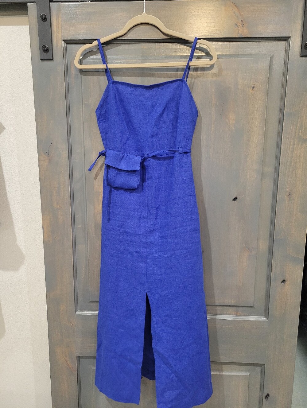 NWOT Paloma Wool cobalt blue linen midi dress with belt pouch